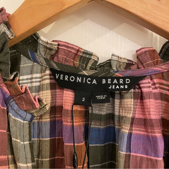 NEW Veronica Beard Destiny Dress in Olive Pink Plaid 2 - Picture 7 of 12